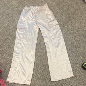 Ever Pretty Cream Satin Cargo Pants